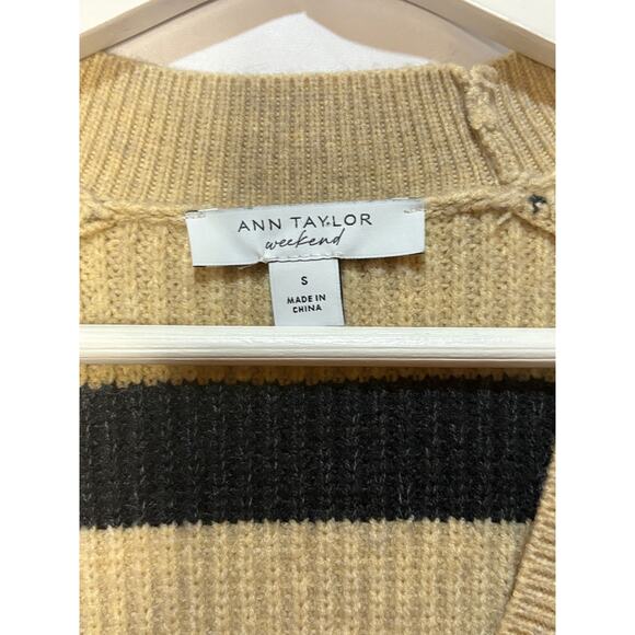 Ann Taylor Weekend Collection Striped Cardigan Black Size Small - Picture 2 of 6